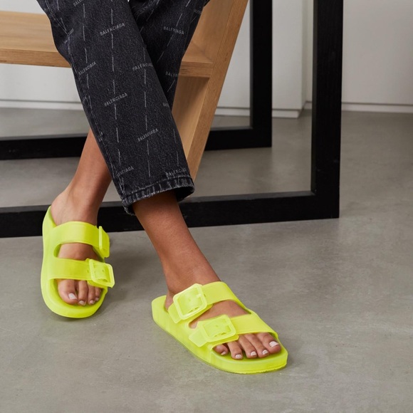 Balenciaga Women Mallorca Rubber Dual-Buckle Slide Sandals,size 8 - Picture 3 of 10